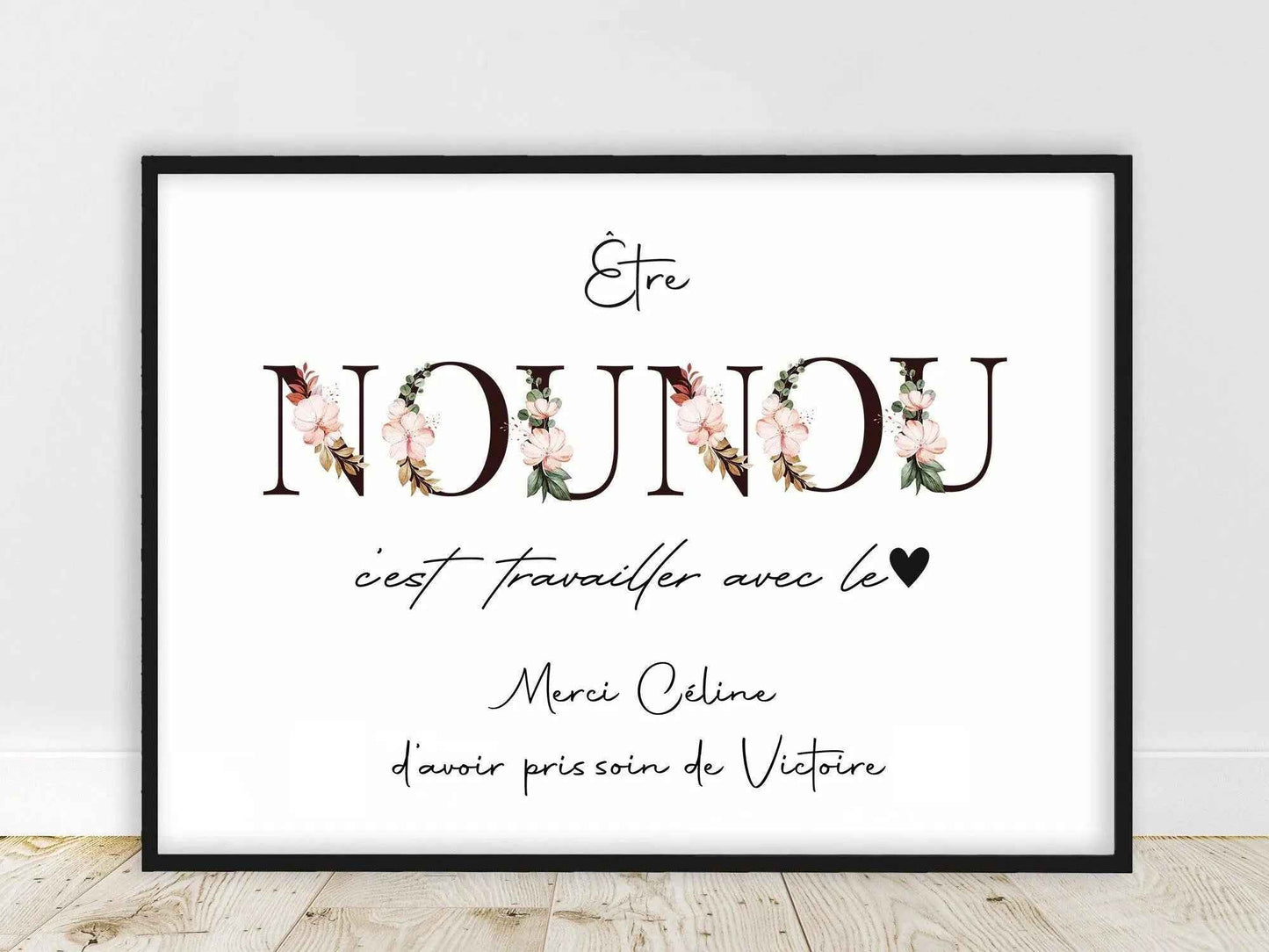 Cadeau personnalisé - Garderie, Crèche - Cadeau nounous de la crèche - Fabrication Française - Affiche A4 ou A3 - Cadre en option pour A3