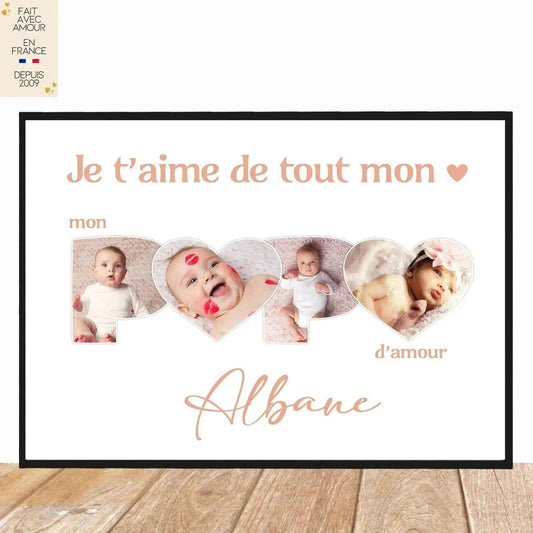 Affiche personnalisée - Photo enfant, bebe - Idee Cadeau Pere - Fabriquee en France