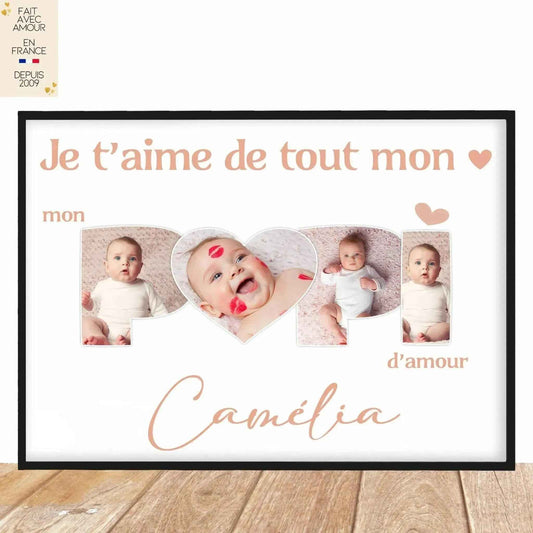 Affiche personnalisée avec photo - Cadeau Grand-Père - Fait main en France