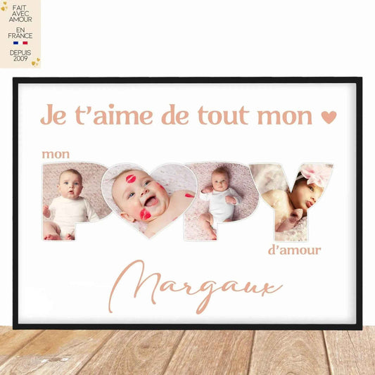 Affiche personnalisée avec photo - Fete des grands-peres - Cadeau Papy - Artisanat Français
