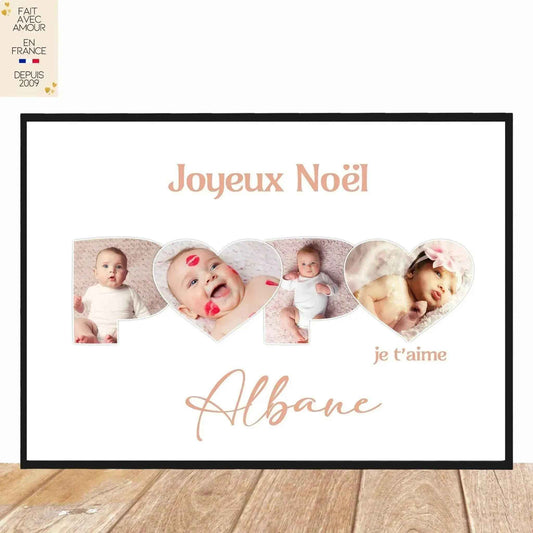 Affiche avec photo enfant - Cadeau Papa - Personnalisation artisanale en France - Imprimée ou Numérique
