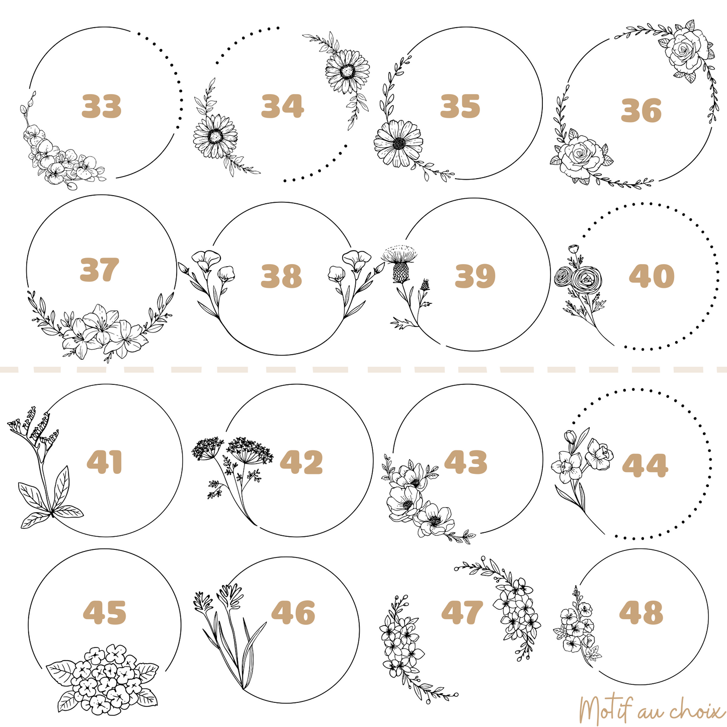Sélection complète de motifs à graver sur nos cadeaux.