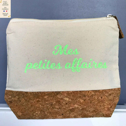Trousse personnalisée en coton et liège - Cadeau fait main en France