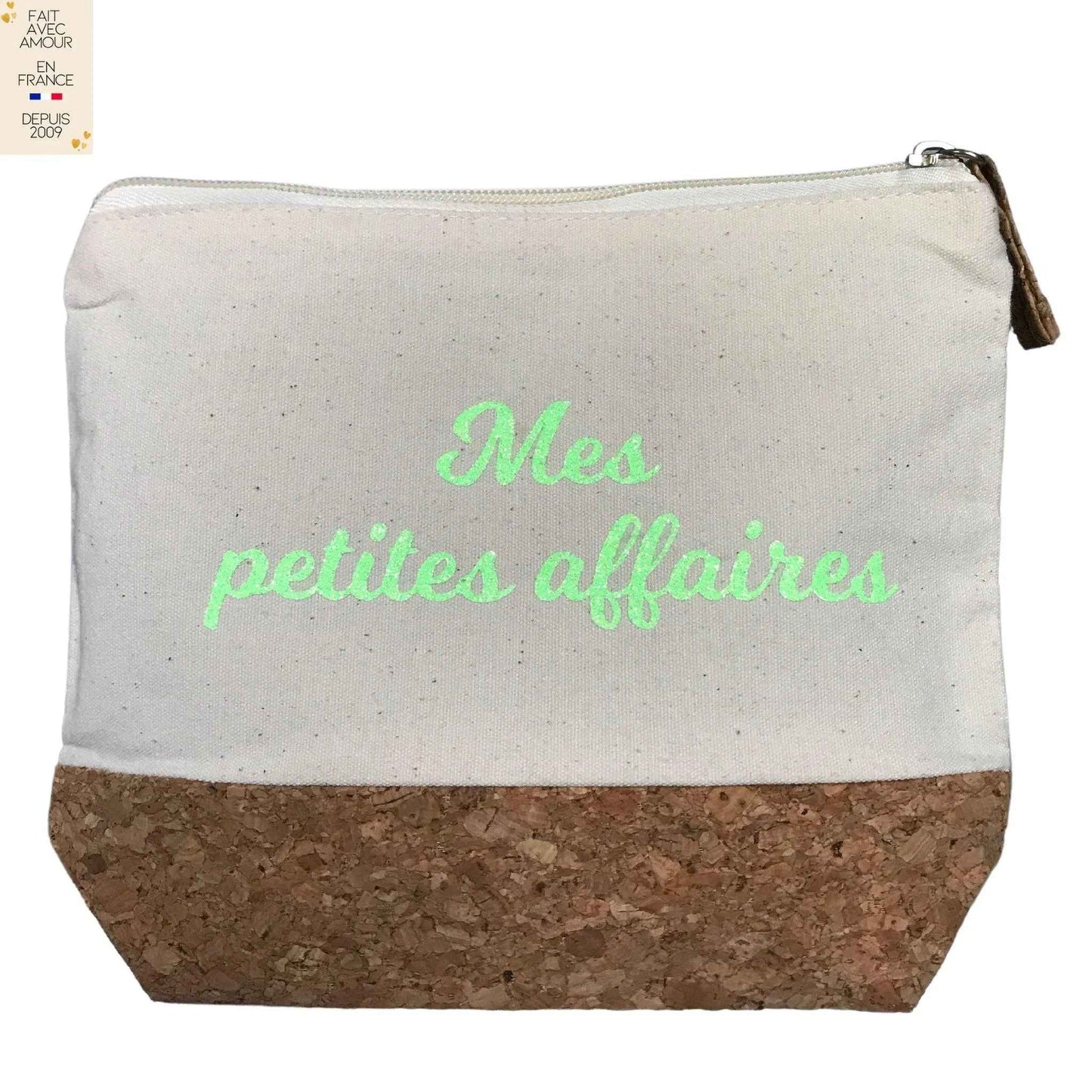 Pochette personnalisée en coton et liège - Cadeau utile et unique - Fait main en France