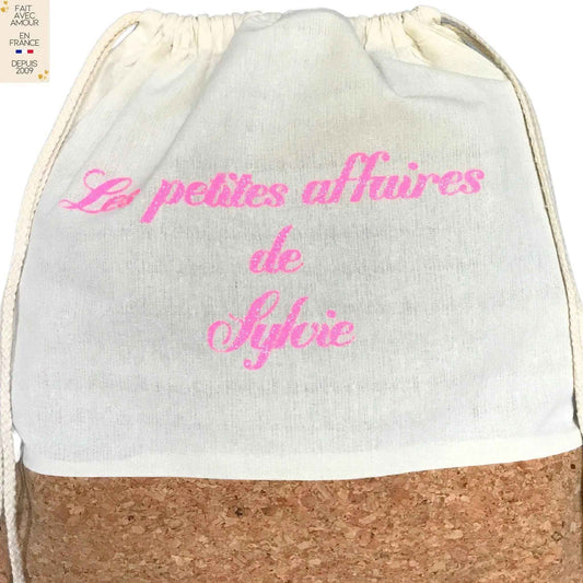 Sac à dos léger personnalisé en coton et liège - Pochon artisanal - Made in France