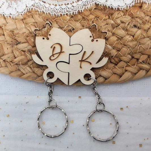 Porte-clés puzzle personnalisé en bois.