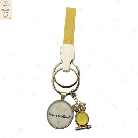 Porte-clés Personnalisable Simili Cuir - Cadeau pour Marraine, Mamie ou Amie