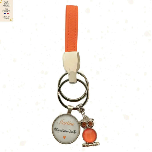 Porte-clés Personnalisé en Simili Cuir - Idée Cadeau pour Amie, Marraine, Famille - Couleur et Message au choix