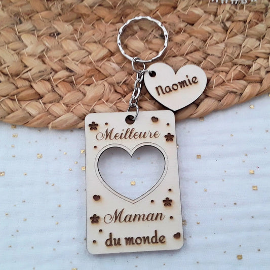 Porte-clés maman avec message personnalisé.