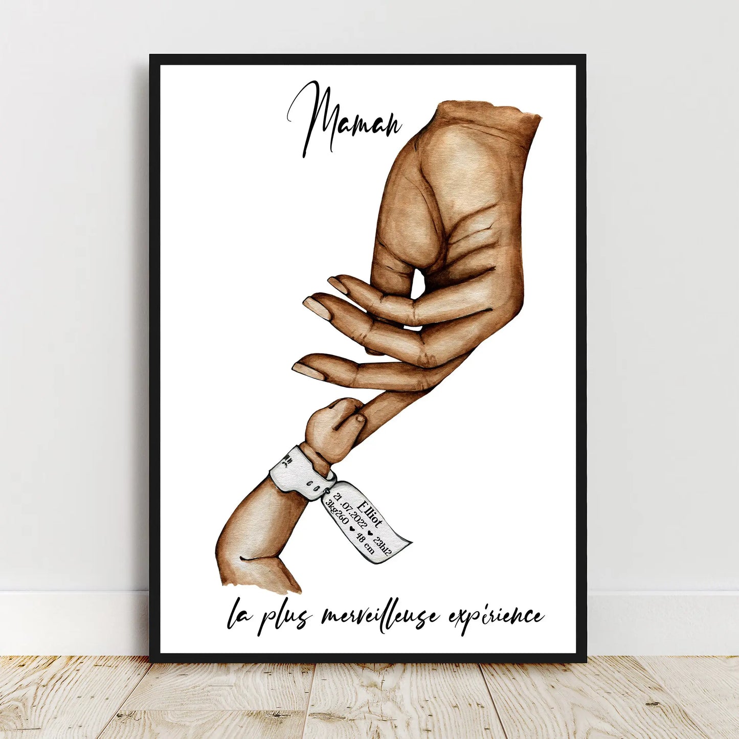 Affiche de naissance personnalisée, un cadeau émotionnel pour les nouveaux parents.