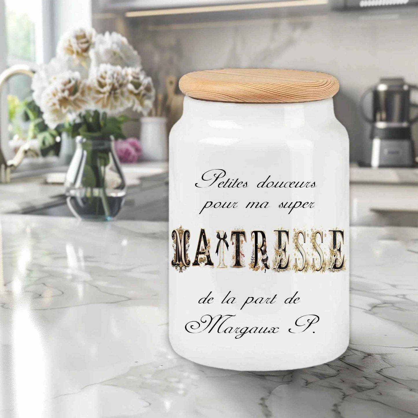 Pot à biscuits gourmand - Idée Cadeau de Noël Abordable et utile - Cadeau français et fait main - Personnalisation texte, prénom, motif