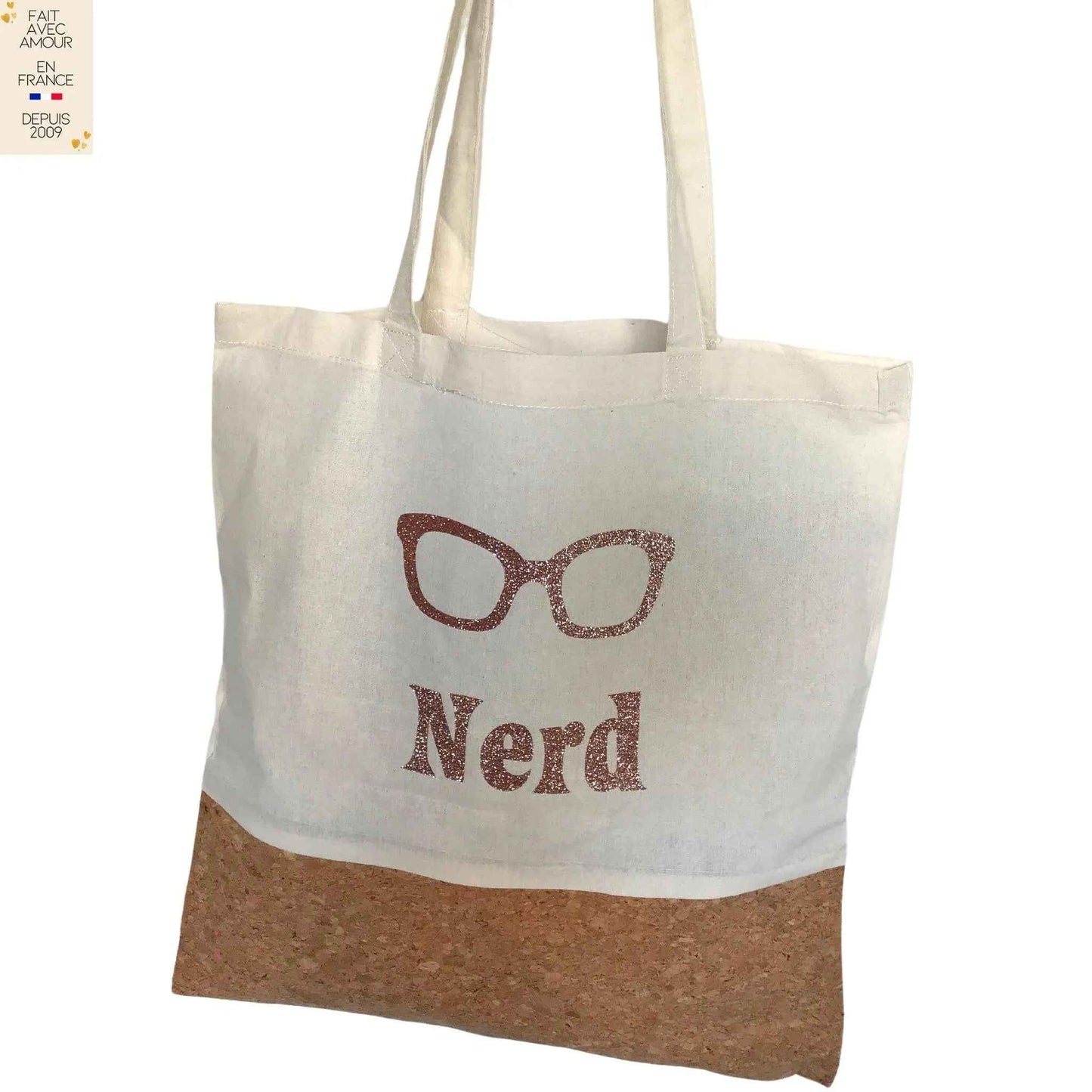 Tote bag personnalisé en coton et liège - Produit Français - Sac léger - Idée cadeau pour femme, enfant, bébé, livre