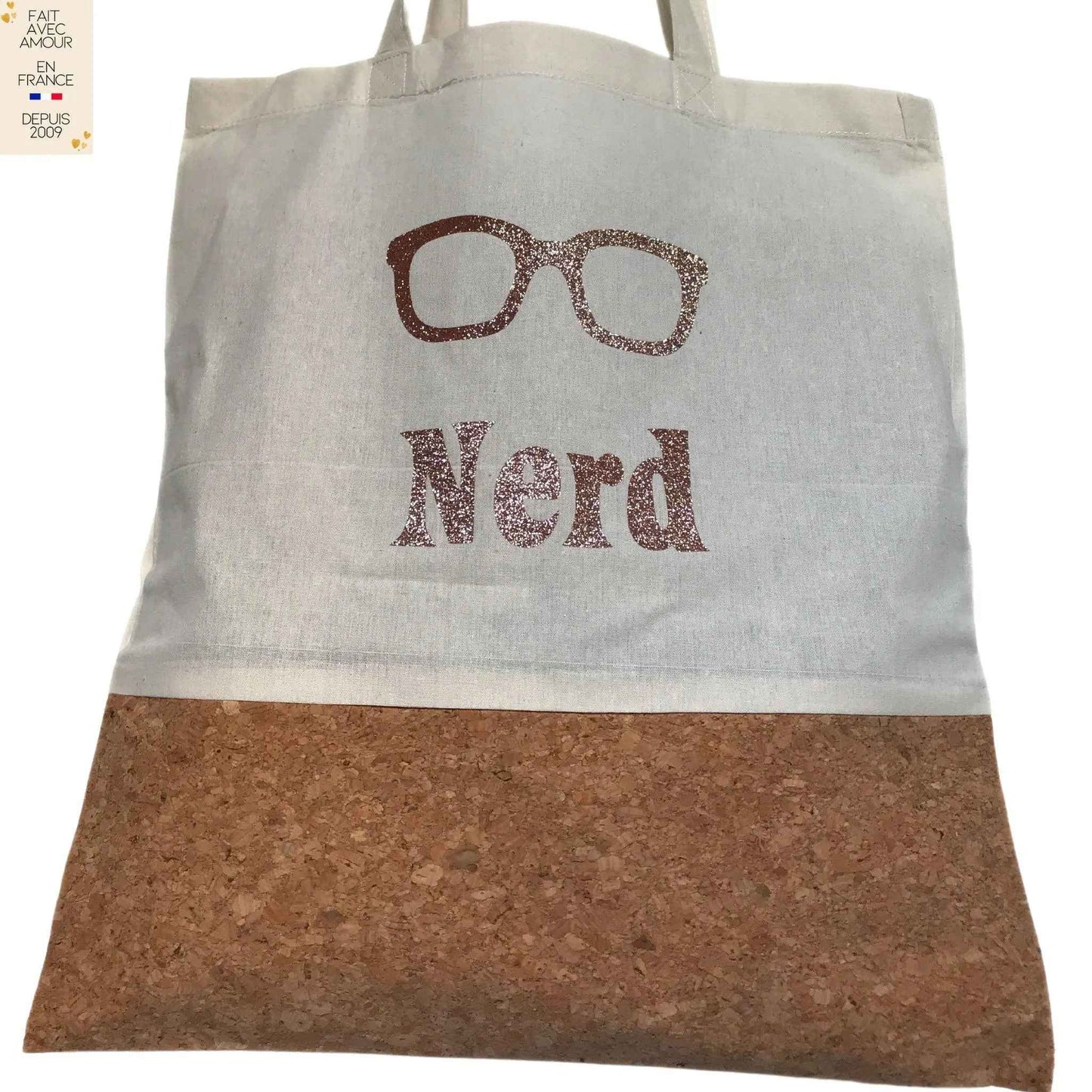 Tote bag personnalisé en coton et liège - Produit Français - Sac léger - Idée cadeau pour femme, enfant, bébé, livre