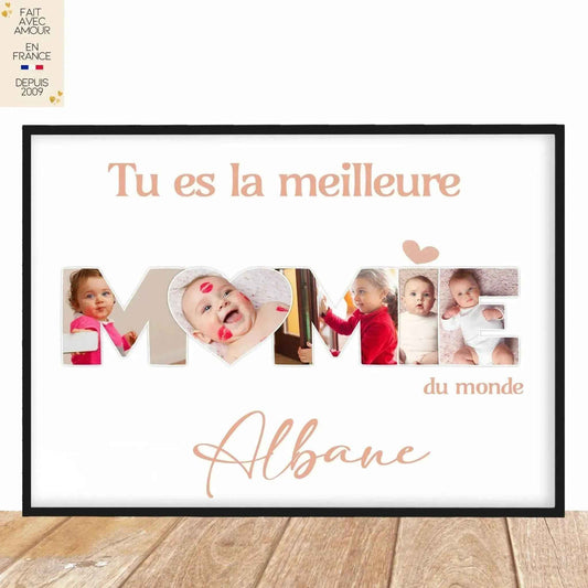 Affiche personnalisée - Déco Photo Originale - Fête des Grands-Mères - Idée Cadeau Familial - Artisanat Français