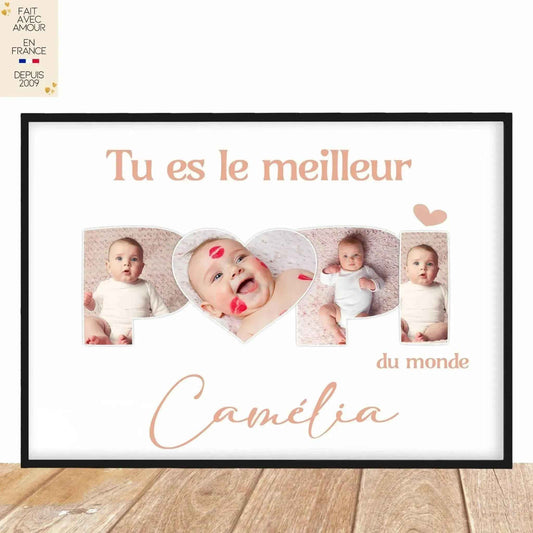 Affiche personnalisée avec photo - Cadeau Papi ou Papa - Fait main - Version Numérique ou Imprimée en France