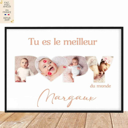 Affiche personnalisée avec photo - Fete des grands-peres - Cadeau Papy - Artisanat Français