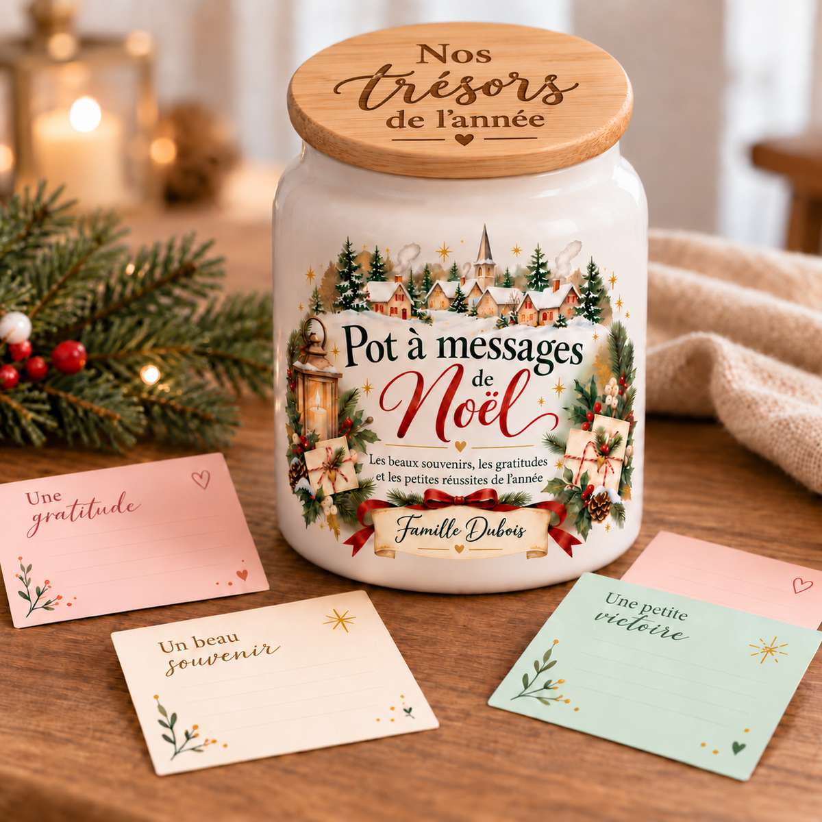 Pot à messages de Noël personnalisé Famille – photo principale