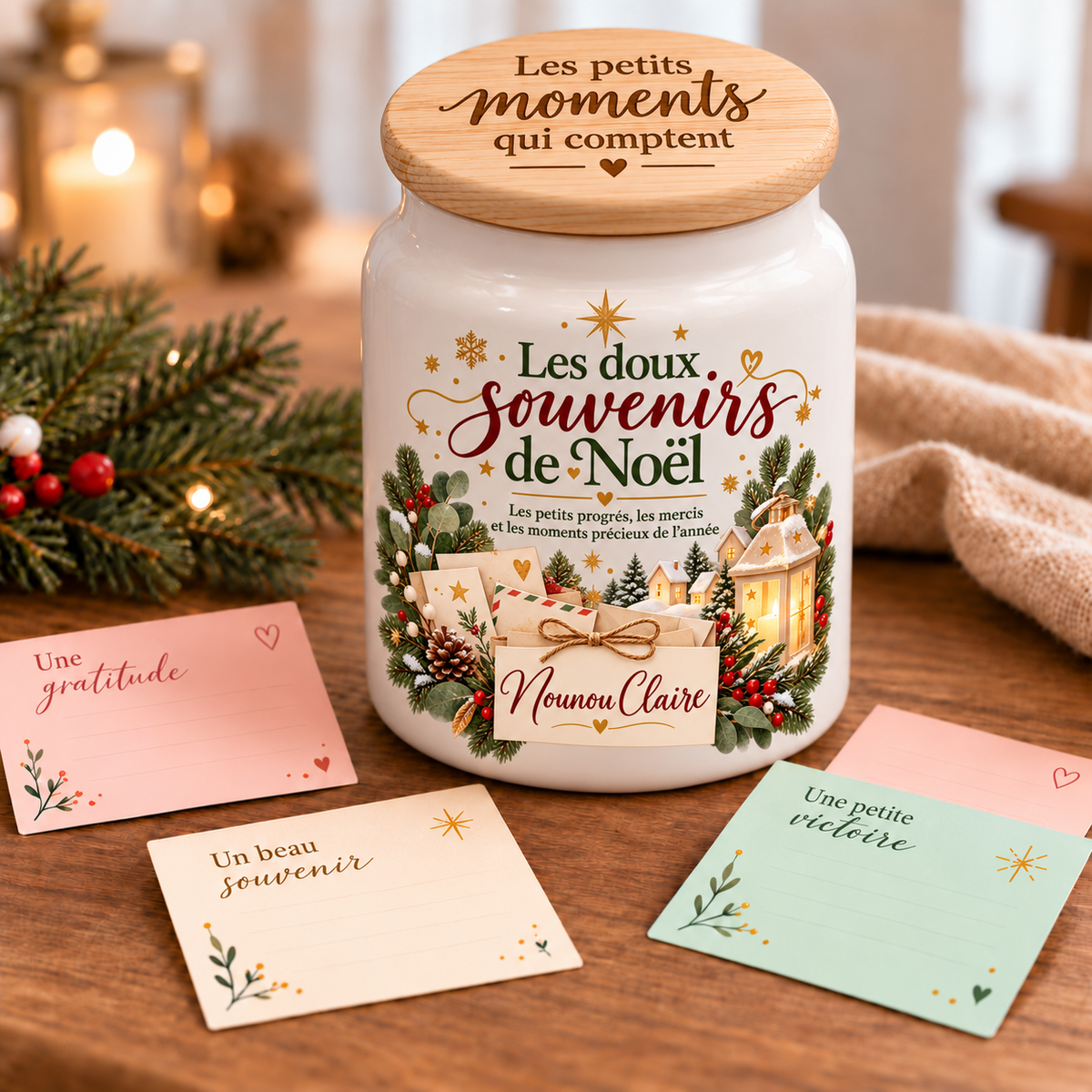 Pot à messages de Noël personnalisé Nounou – photo principale