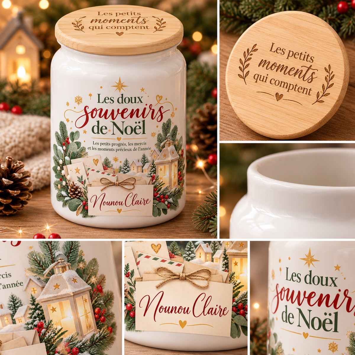 Pot à messages de Noël Nounou – détails et finitions