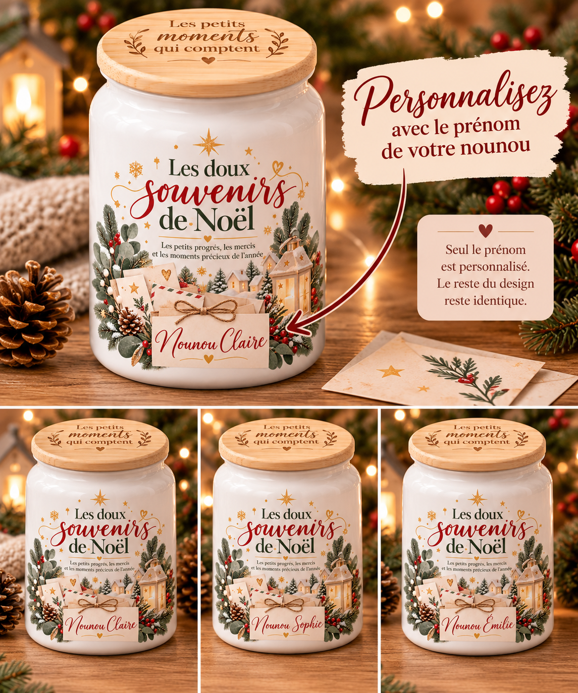 Pot à messages de Noël Nounou – personnalisation