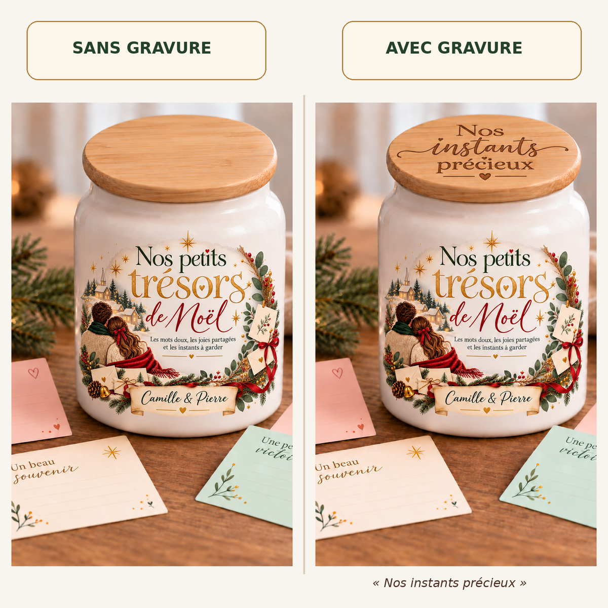 Pot à messages de Noël Couple – option gravure