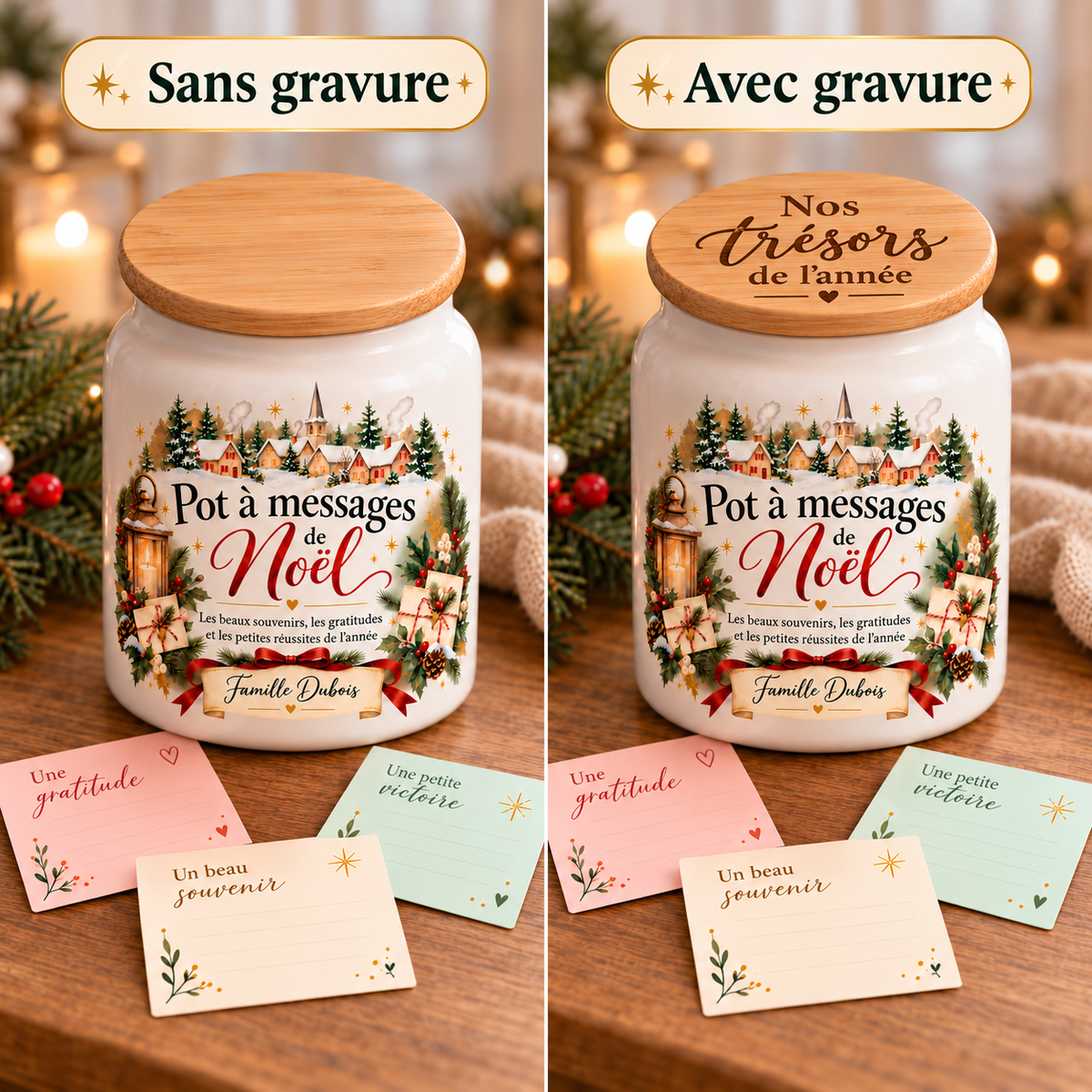 Pot à messages de Noël Famille – option gravure