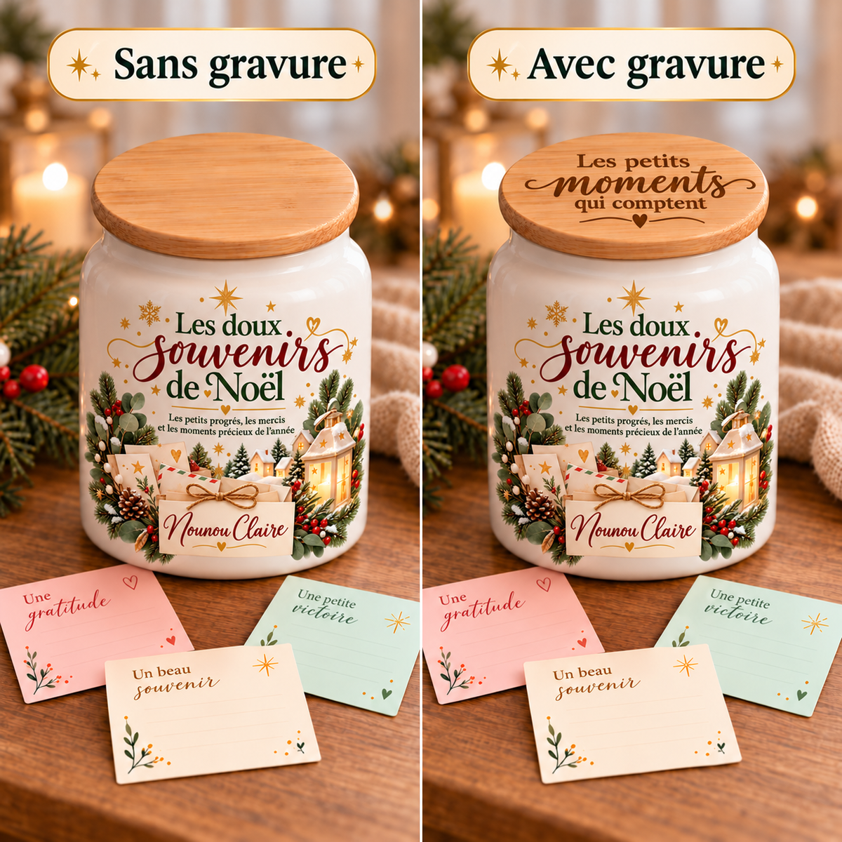 Pot à messages de Noël Nounou – option gravure