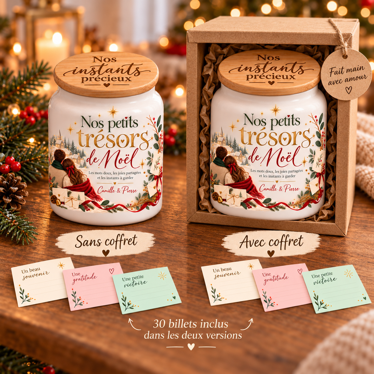 Pot à messages de Noël Couple – option coffret kraft
