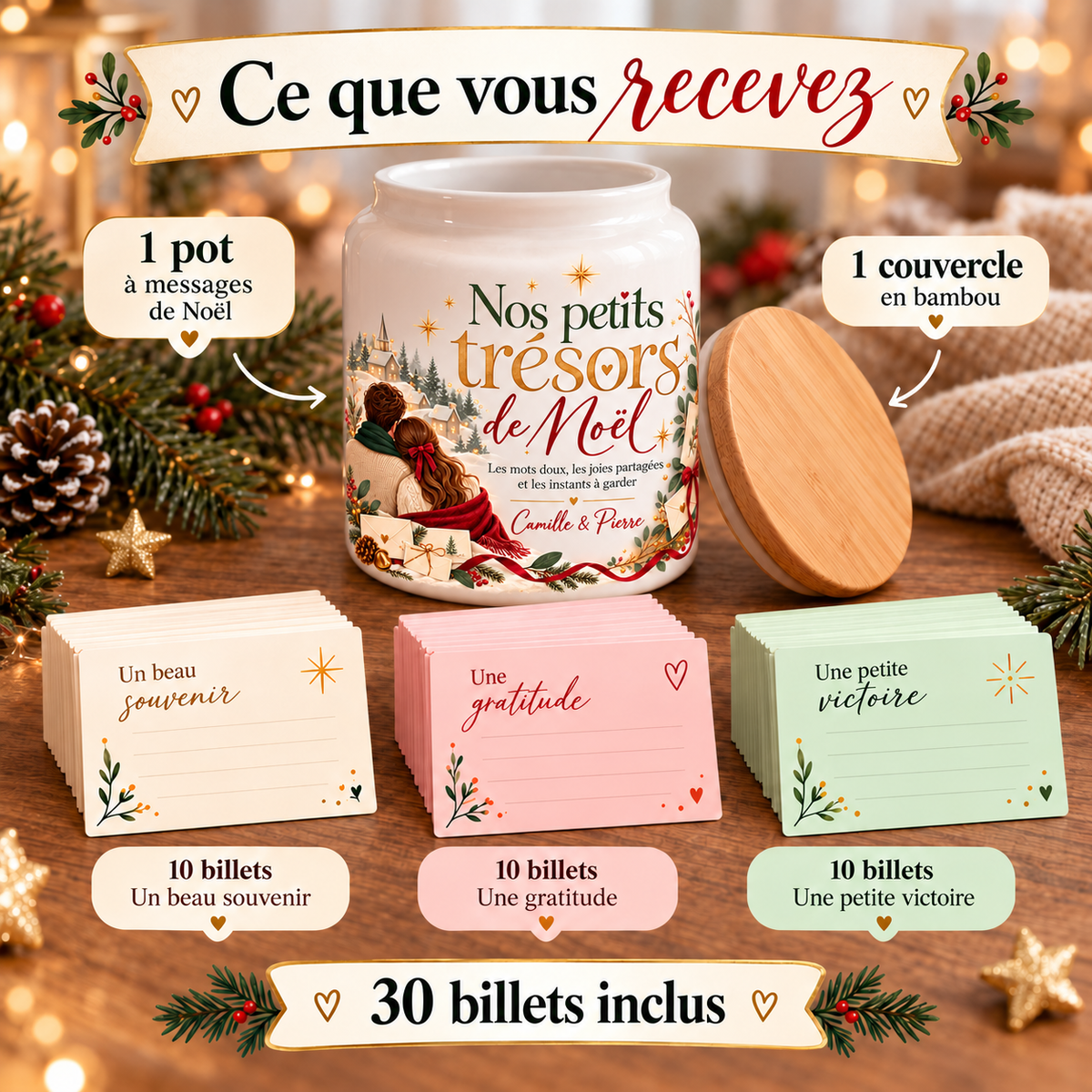 Pot à messages de Noël Couple – contenu du pack