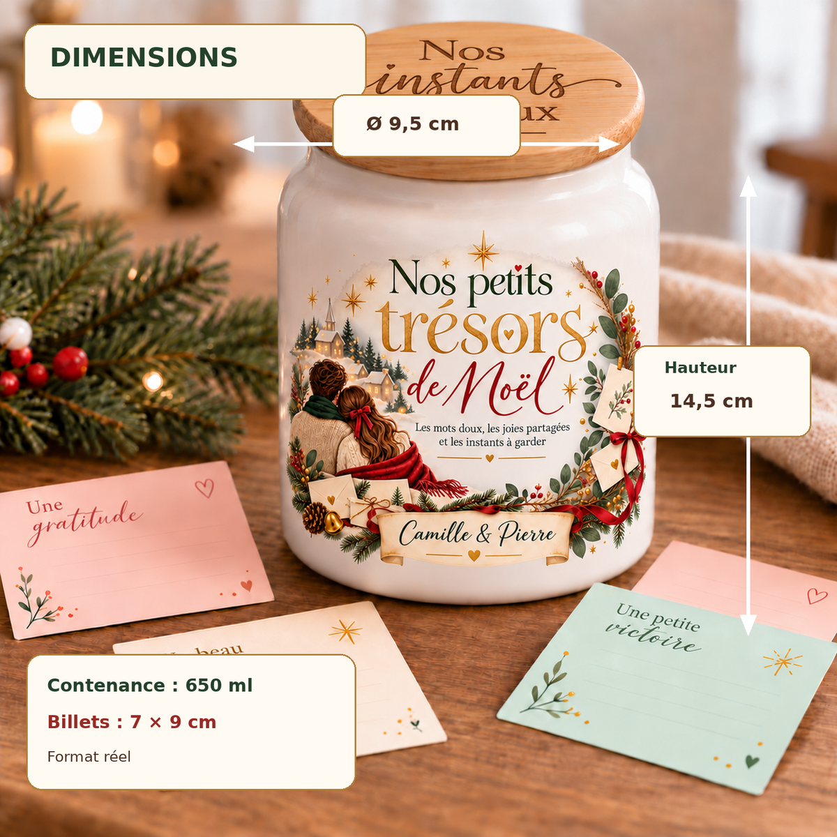 Pot à messages de Noël Couple – dimensions