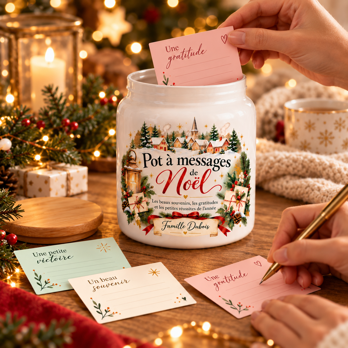 Pot à messages de Noël Famille – ambiance émotionnelle