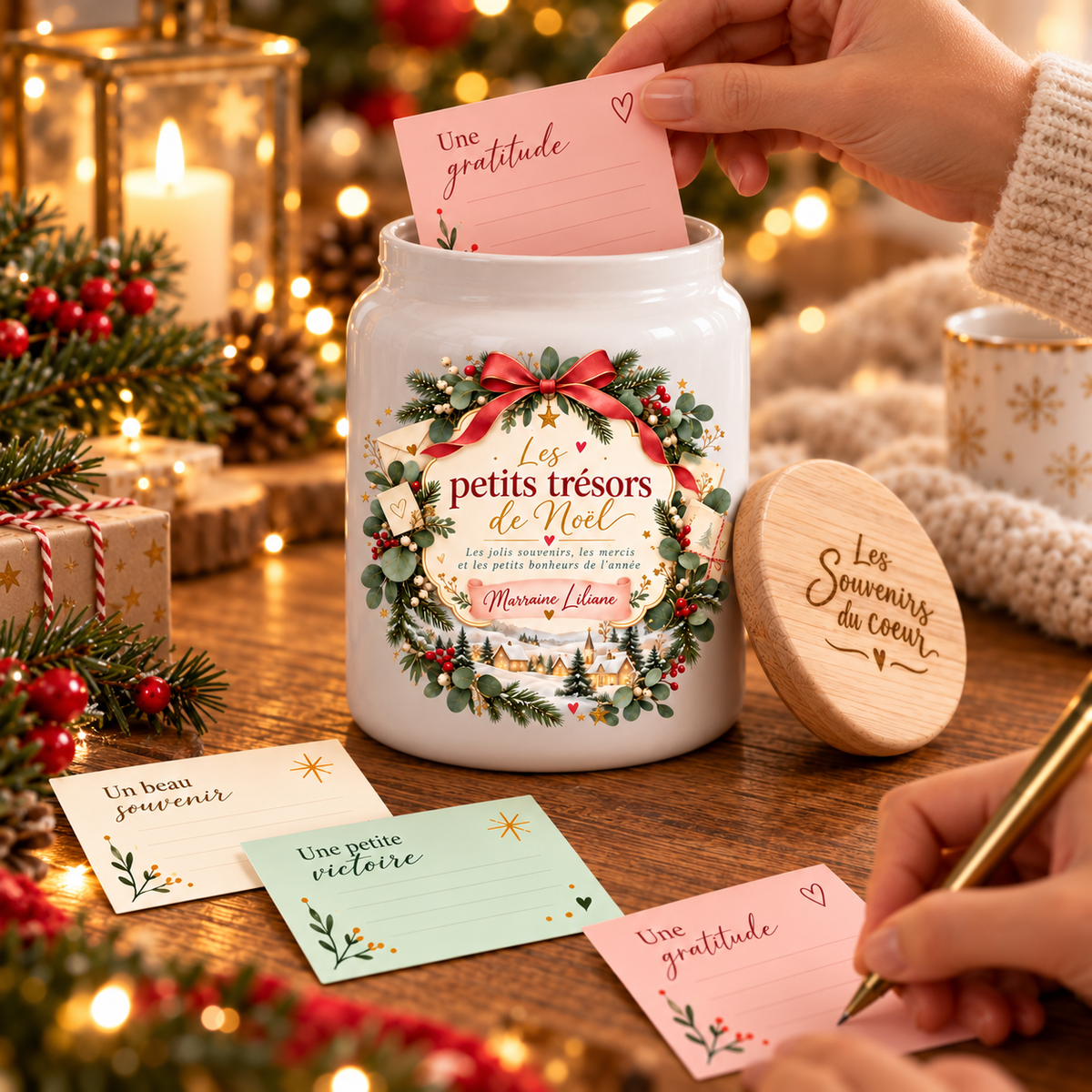 Pot à messages de Noël Marraine – ambiance émotionnelle