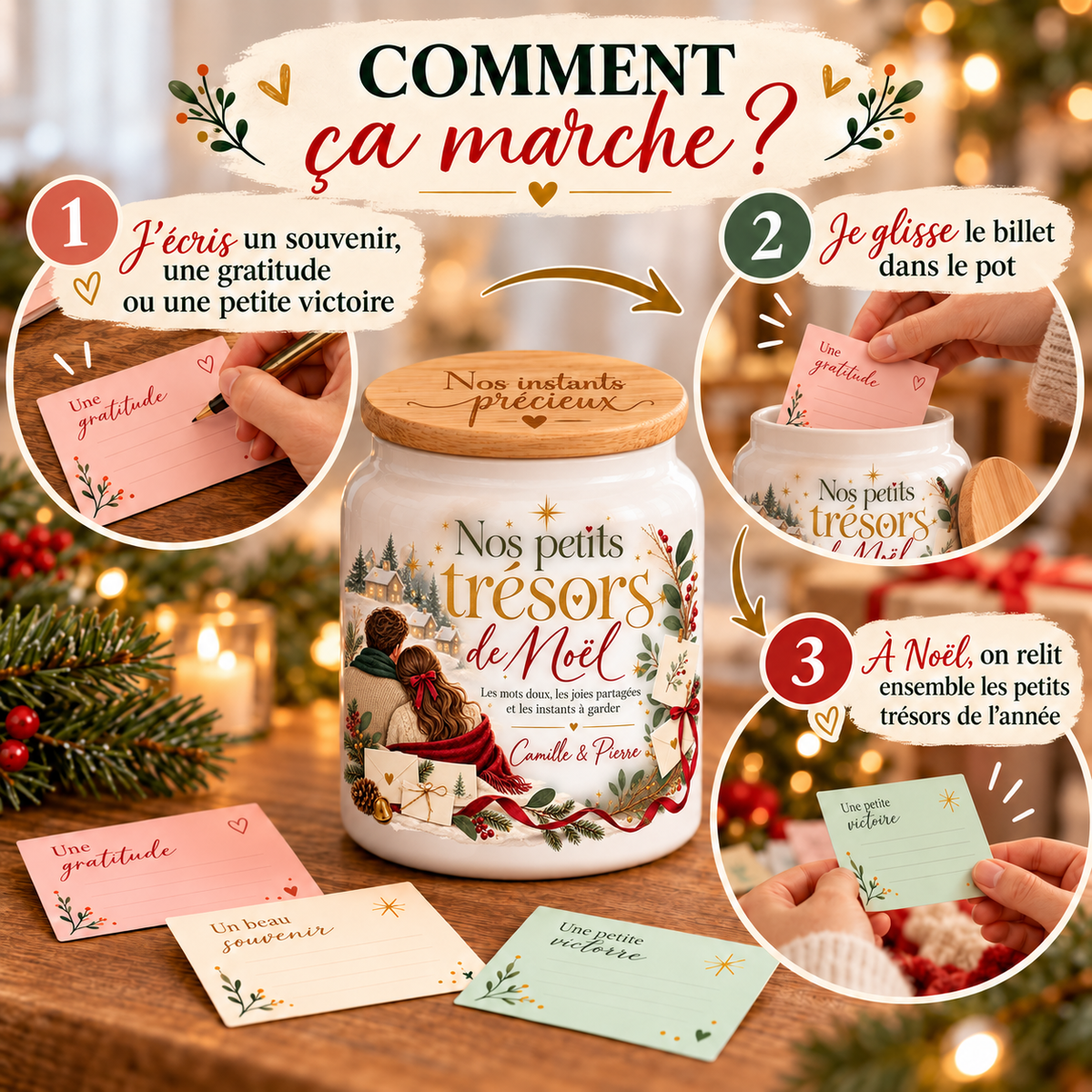Pot à messages de Noël Couple – comment ça marche