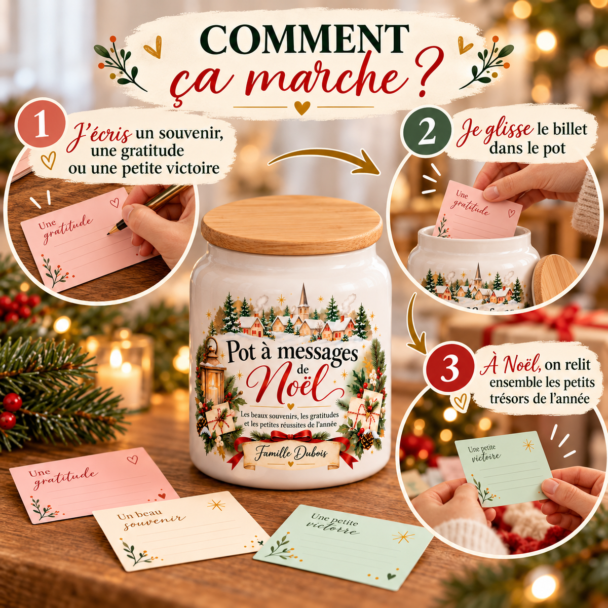 Pot à messages de Noël Famille – comment ça marche