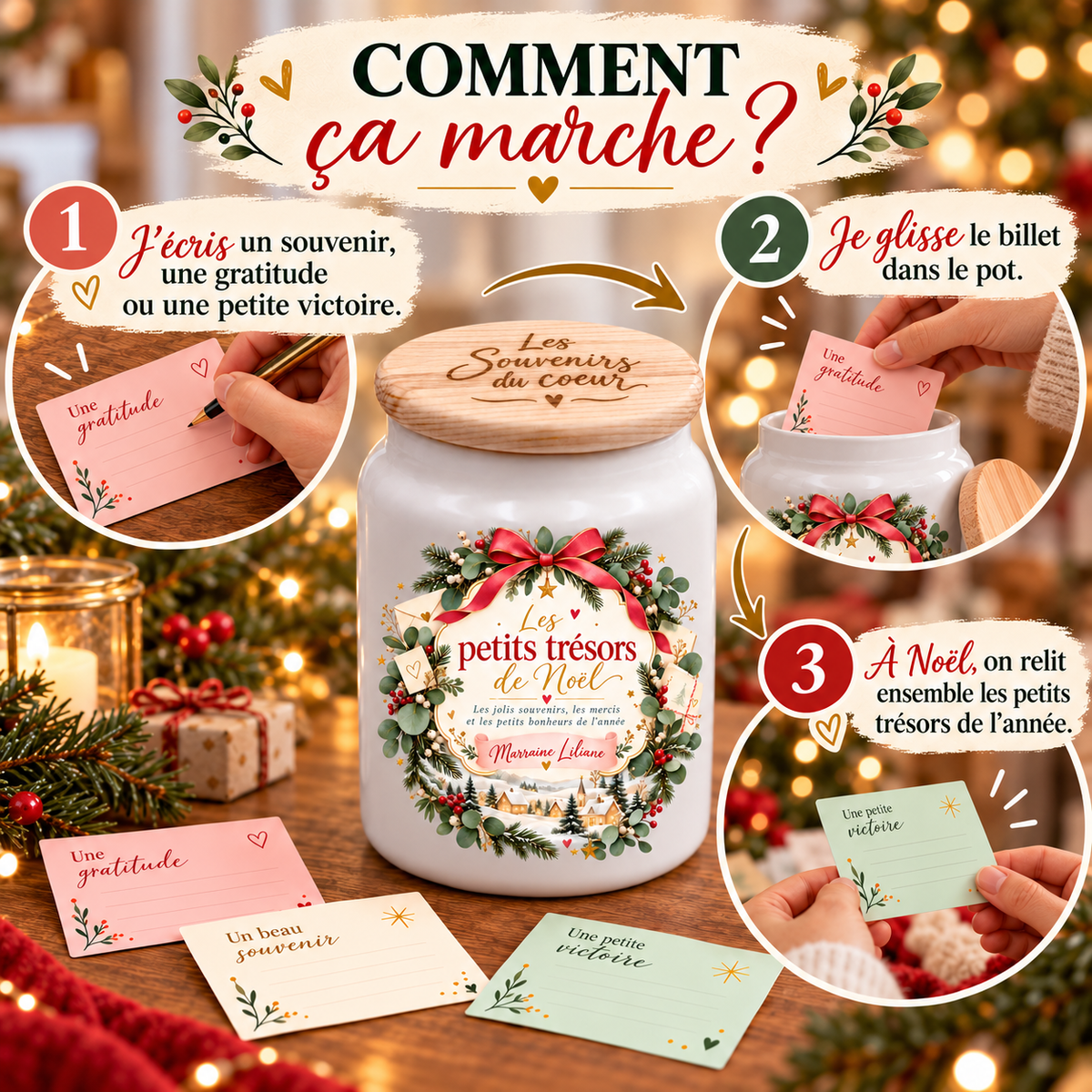 Pot à messages de Noël Marraine – comment ça marche