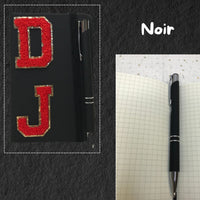 Carnet de notes personnalisé avec Stylo inclus - Personnalisé en France - Initiales et Motifs décoratifs - Couverture rigide imitation cuir