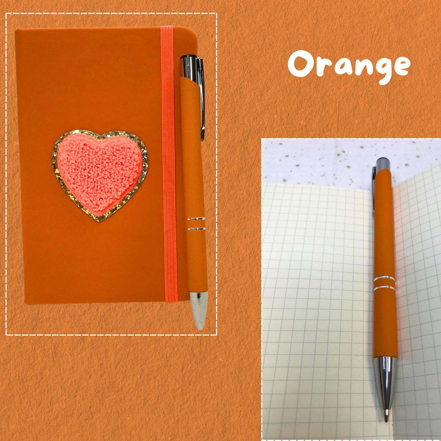 Carnet de notes personnalisé avec Stylo inclus - Personnalisé en France - Initiales et Motifs décoratifs - Couverture rigide imitation cuir