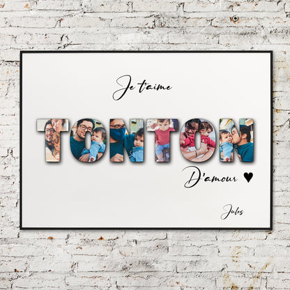 Gift idea for dad, Personalized happy dad's day photo poster, A4 and A3 format, sold with or without frame, happy father's day