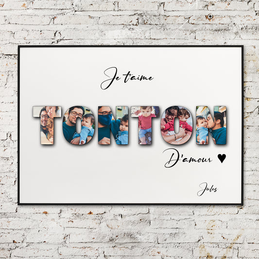 Cadeau pour Tonton, cadeau pour Parrain, PROMO, Affiche photo mot personnalisé, Affiche bon anniversaire tonton, texte personnalisable