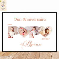 Affiche photo bébé enfant personnalisée - Cadeau pour Papa - Fait Main en France - Format A4 ou A3