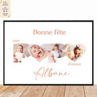 Affiche photo bébé enfant personnalisée - Cadeau pour Papa - Fait Main en France - Format A4 ou A3