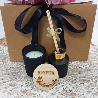 Coffret anniversaire femme avec parfum et gravure.