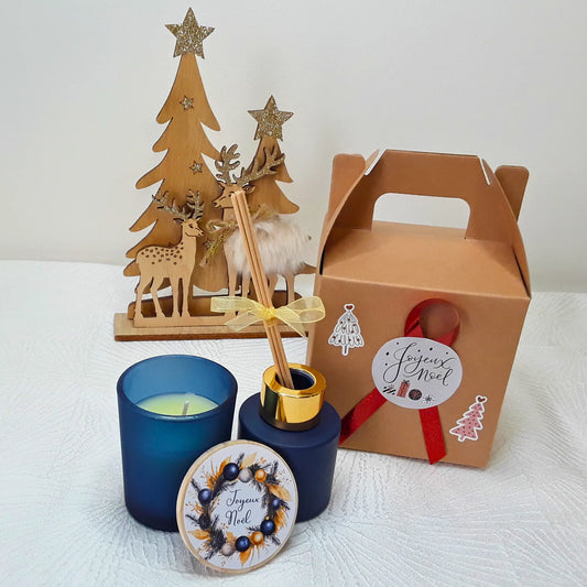 Coffret Bougie & Diffuseur – Cadeau de Noël parfumé – Création artisanale