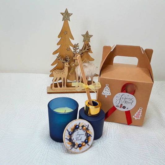 Coffret Bougie & Diffuseur – Cadeau de Noël parfumé – Création artisanale
