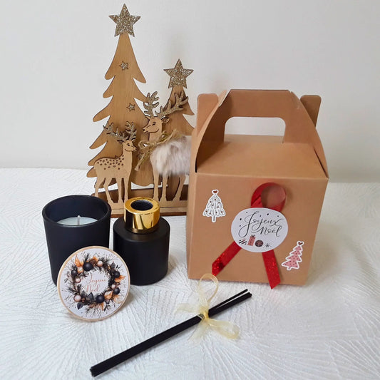 Box Bougie et diffuseur - Bougie de noël - Cadeau noël gourmand - Bougie parfumée