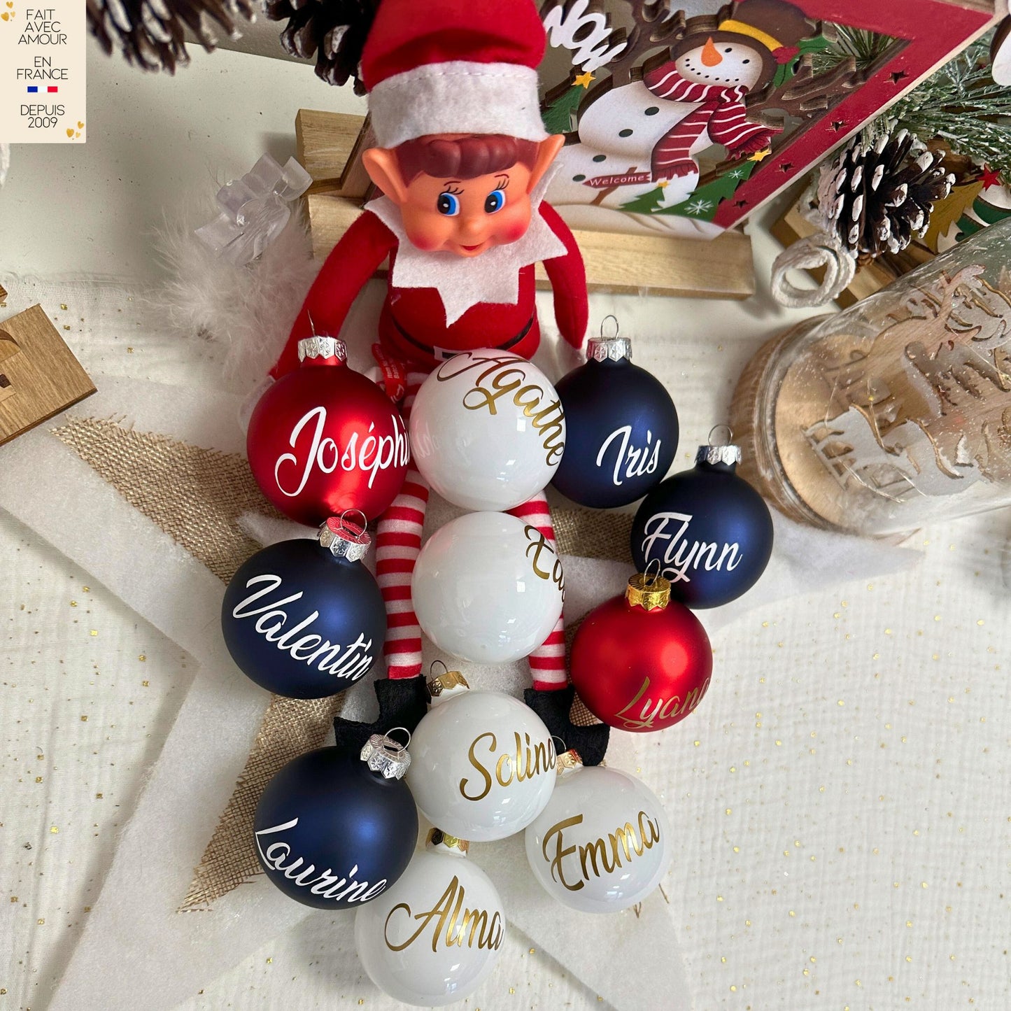 Boule de Noël Personnalisée - Première Boule de Noël pour Bébé - Décoration Unique pour Sapin de Noël