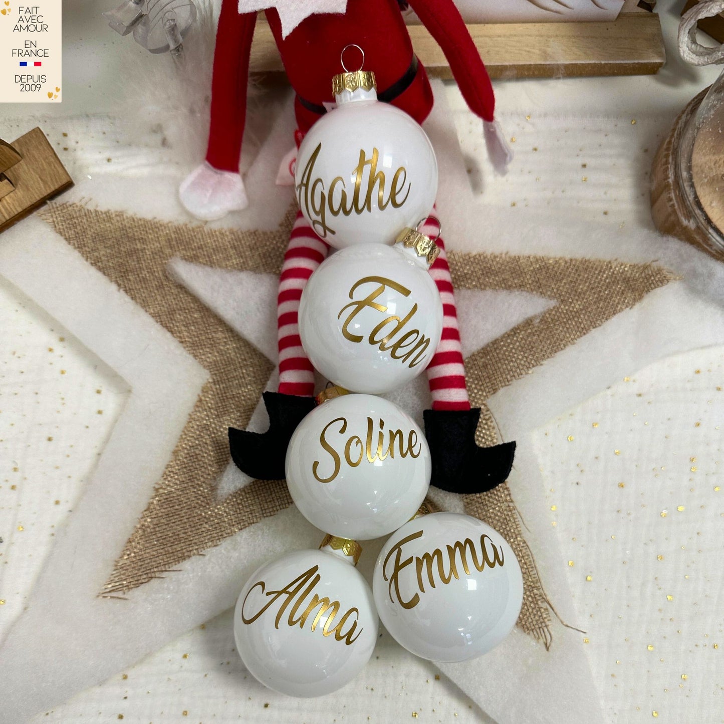 Boule de Noël Personnalisée - Première Boule de Noël pour Bébé - Décoration Unique pour Sapin de Noël