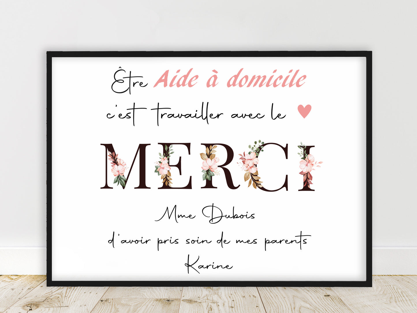 Affiche personnalisée Aide à Domicile - Cadeau unique fait main en France