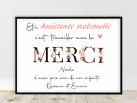 Affiche personnalisée Assistante Maternelle - Création artisanale pour un cadeau mémorable