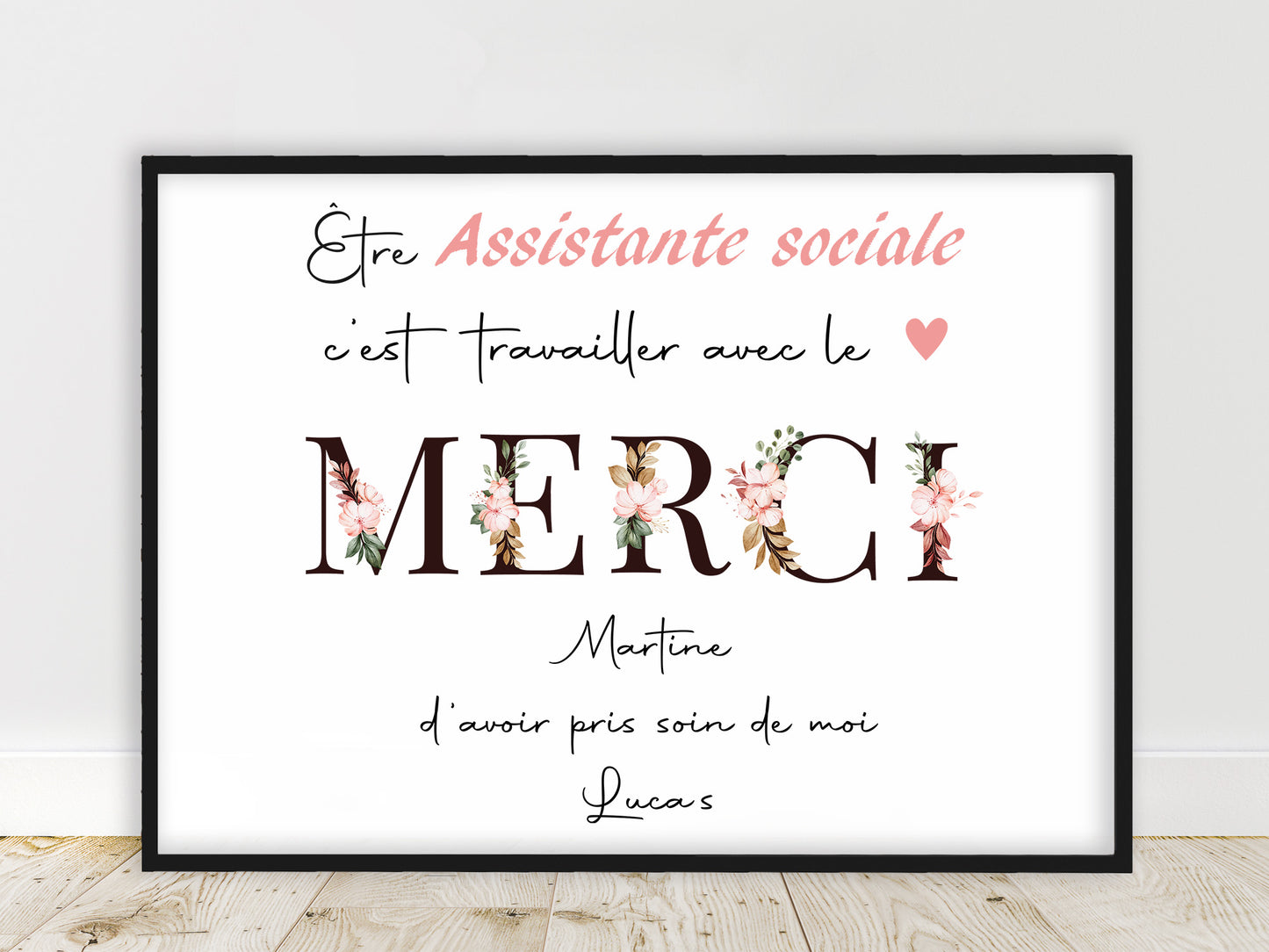 Affiche personnalisée Assistante Sociale - Fait main en France, cadeau idéal pour un professionnel